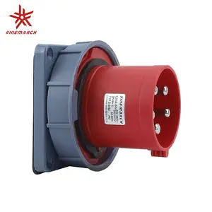 5Pin 125A CEE Industrial Male Socket Waterproof Dustproof IP67 Red