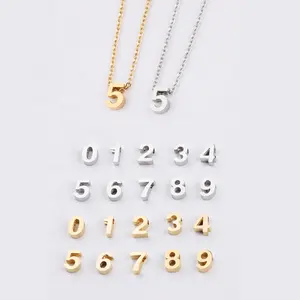 Custom Memory Jewelry Arabic Numbers Gold Plating Stainless Steel Number Necklace Pendant