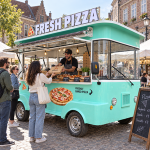 Camion de restauration rapide électrique personnalisé avec grandes fenêtres de service, cuisine mobile pour la vente de pizzas en rue, à vendre - Product Image 3