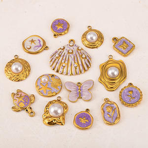 Vente chaude En Acier Inoxydable Plaqué Sous Vide Violet Série Multiple Goutte D'huile DIY Bracelet Collier Mode Pendentifs Charmes - Product Image 4