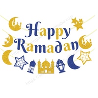 Guirlande à paillettes lune étoile château joyeux Eid joyeux Ramadan Eid Mubarak banderole décorations bannière nouvelle collection 2023