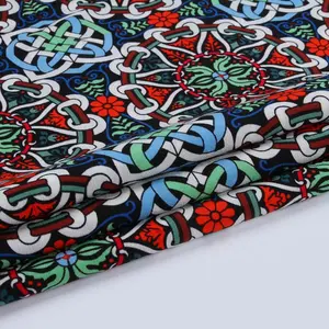 abstrakte design stoffe Suppliers-Großhandel geometrisches abstraktes Design gedruckt Moos Krepp Chiffon Stoff für Tops Shirts auf Lager