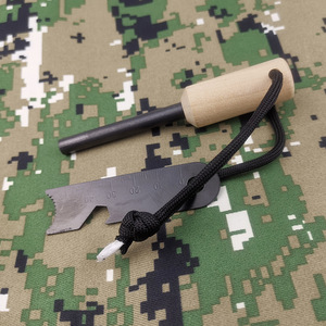 Outdoor Stainless Steel <b>Fire</b> Starter Kit With Flint Survival Whistle Telescopic Stick Camping Gear - Product Image 4