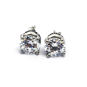 yunnique <b>Stud</b> <b>Earrings</b> Crown Shape Claw Setting <b>Black</b> And White Geometric Fashion Jewelry Gift - Product Image 1