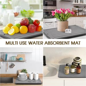 Water Absorbing Stone Dish <strong>Drying</strong> <strong>Mats</strong> for Kitchen Counter <strong>Quick</strong> Dry Diatomaceous Earth Sink Tray <strong>Mat</strong> for Dish Bottles Cup - Product Image 6