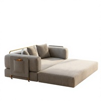 Canapé-lit modulaire moderne trois places, convertible, en tissu, pliable, fauteuil paresseux, pouf, haute confort, housse amovible