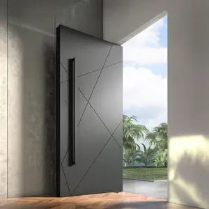 Desain Pintu Kayu Pivot Modern Pintu Masuk Eksterior Perumahan Depan