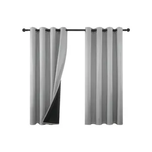1 Piece 100% Blackout Curtains Modern Ready Made Black Out Grommet Curtain Thermal Insulated Drapes For Bedroom