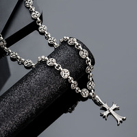 Bracelet chaîne gourmette vintage en acier inoxydable avec croix chrétienne en zircon, bijou gothique en alliage de zinc, cadeau
