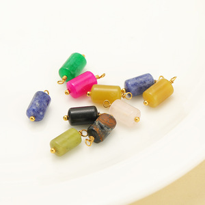 จี้หินธรรมชาติทรงกระบอก 6x15 มม. |   ห่วงสแตนเลสสตีลชุบทอง 18K PVD สำหรับทำสร้อยข้อมือ สร้อยคอ DIY - Product Image 4