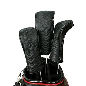 Housse de tête de club de <span class=keywords><strong>golf</strong></span> en cuir PU de haute qualité avec motif et logo personnalisés, pour driver, fairway, hybride, bois 1, 3, 5, avec bande élastique – Fournisseur d'usine - Product Image 1