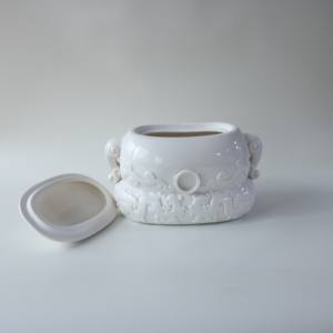 Urna de Cerâmica Branca Esmaltada Estilo Clássico para Cinzas, Tampa Selada, Urna Funerária Memorial para Cinzas Humanas Adultas - Product Image 4