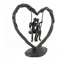 Sculpture de couple en forme de cœur Art Déco en fonte, amoureux romantiques, cadeau pour anniversaire de mariage, Saint-Valentin, décoration de table pour la maison