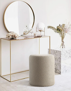 Luxury Traditional Solid Wood Pouf Living Room Furniture Fabric Ottoman Floor Cushion Soft <b>Seating</b> Stool Footrest Bedroom Use - Product Image 3