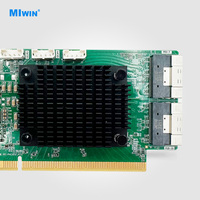 Kartu Adaptor Redriver Switch MIwin Custom PCIe 4.0 X16 ke 2* SFF 8654 X8 untuk Ekspansi GPU, Kartu Retimer OEM PCIE 4.0 untuk Penggunaan Server