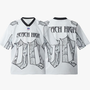 T-shirt de sport ample à col en V, style patchwork vintage, personnalisable avec logo, pour hommes, femmes et jeunes, maillot de supporter personnalisé - Product Image 6