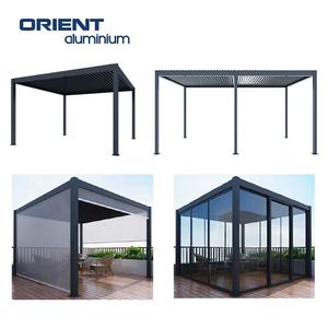 عريشة حديقة خارجية مقاومة للماء من الألومنيوم عريشة خارجية من الألومنيوم مزودة بمحرك أكشاك خارجية مع انزلاق - Product Image 1