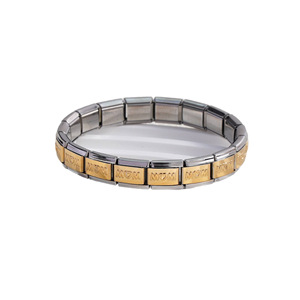 MOM Series Stainless Steel Modular <b>Bracelet</b> Women's Fashion <b>Cuff</b> Gift Jewelry Elastic Detachable Bangle Letter Cube Design - Product Image 5
