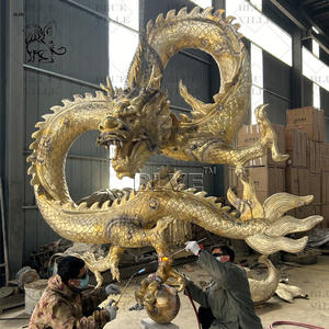 بلفي التميمة الصينية التقليدية حديقة المعادن في الهواء الطلق الذهب النحت التنين - Product Image 4