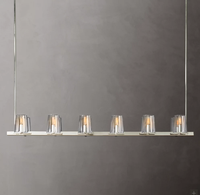 Lustre linéaire Pauillac 60 "en forme de cône en tissu de verre couverture suspension française, salle à manger moderne et simple personnalisée