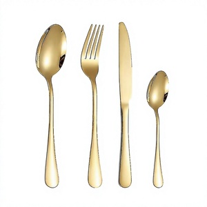 Cubiertos de lujo para restaurante, Hotel, espejo dorado y plateado, cubiertos de acero inoxidable pulido, cuchillo, tenedor, cuchara, juegos de cubiertos - Product Image 1