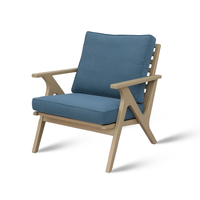 Fauteuil de détente en bois pour projet hôtelier, chaise longue individuelle rembourrée en tissu