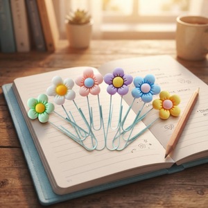 Segnalibro in PVC a Forma di Fiore Kawaii, Graffette Creative Decorative in Metallo, Cancelleria Promozionale per Ufficio - Product Image 6