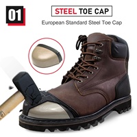 Chaussures de sécurité montantes en cuir Crazy Horse pour hommes JIANKUN, antidérapantes et résistantes à l'usure, bottes de protection du travail, ventes chaudes