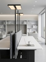 Bureau de travail réglable en hauteur avec cloisons, poste de travail moderne avec armoire de rangement