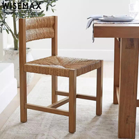 WISEMAX FURNITURE Chaise de salle à manger rétro de style campagne en bois de frêne avec dossier en rotin naturel Chaise de salle à manger pour cuisine villa