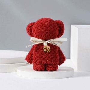 Wholesale Gift Colorful Washing Sublimation <b>Roll</b> Embroidery Soft Absorbent Lovely Bear Hand Towels - Product Image 4