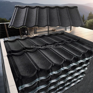 Tuiles de toiture en métal revêtues de pierre Bond, modernes, résistantes à la chaleur, installation facile, en acier et aluminium, étanches, émaillées unies pour la construction - Product Image 4