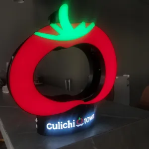 apple shaped red bar beer desktop glass cup holder Acrylic led display