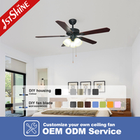 Ventilateur de plafond avec lumière 1stshine Home Decor, excellent vendeur, directement de l'usine, design moderne professionnel, performance stable, résistant à la rouille