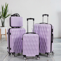 Ensemble de bagages 3 pièces en ABS+PC avec doublure en polyester, valise à roulettes compatible poussette pour les voyages d'affaires