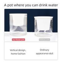 Pots de fleurs d'intérieur à double couche semi-transparent en PP auto-absorbants pour le stockage automatique de l'alimentation en eau