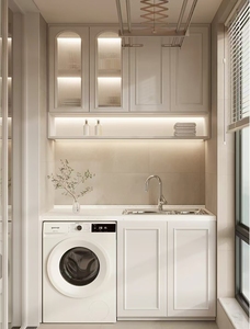 Vanités d'armoire de buanderie de balcon <span class=keywords><strong>super</strong></span> pratiques blanc pur français léger - Product Image 5