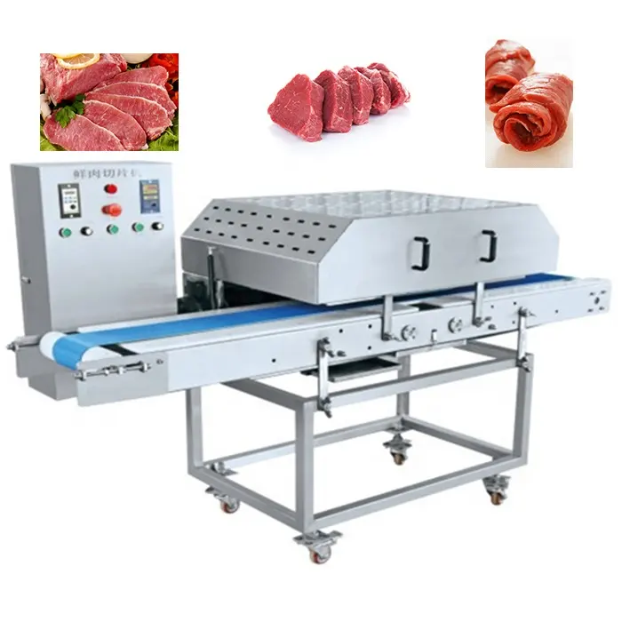 Commercial Automatic Electric Chicken Fillet Breast Fresh Pork Beef Meat Slice Slicer Slicing Cutter Cutting Machine