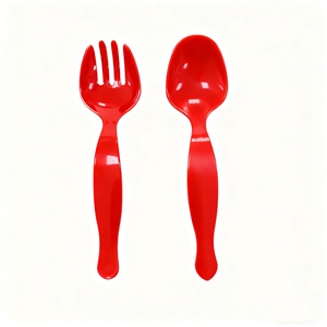 DL575 manico lungo monouso in plastica cucchiaio da portata e forchetta per dolci insalata di Pasta - Product Image 2