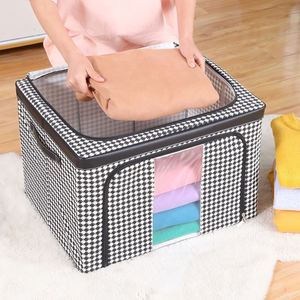 New Design Houndstooth Oxford Fabric Folding Steel <b>Frame</b> Organize Storage Bins with Window - Product Image 6
