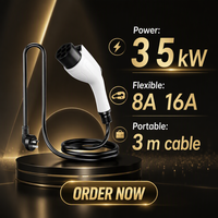 Pistolet de recharge portable pour VE 3,5 kW, câble de charge embarqué 3 m 8A 16A, remplacement universel Plug and Play pour BYD BAIC