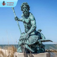 Statue de Poséidon grandeur nature en laiton et cuivre, prix d'usine, sculpture extérieure élégante du dieu de la mer en bronze, design Aquaman