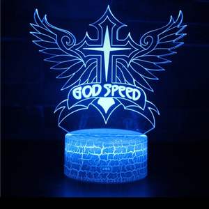 Custom Jesus Night Light Pop Design moderno 3D Cross LED Night - Product Image 3