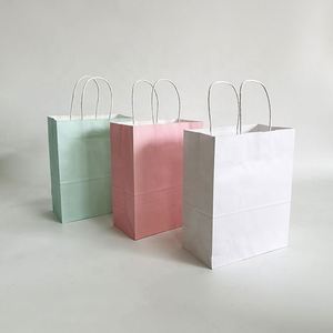 ถุงกระดาษคราฟท์สีขาวน้ำตาลพิมพ์โลโก้ตามสั่ง พร้อมหูหิ้ว สำหรับใส่ของขวัญหรือสินค้า  รับผลิตแบบ OEM - Product Image 1