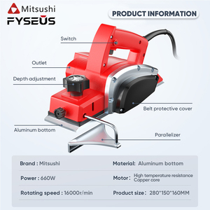 Cepilladora eléctrica Fyseus Carpenter, portátil para trabajo en el sitio, manijas amortiguadoras para reducir la fatiga del operador - Product Image 2