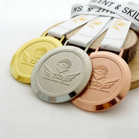 Fabricant Logo personnalisé Alliage de zinc Moulage sous pression Médailles Trophées Société Compétences Développement Médaille d'honneur avec ruban