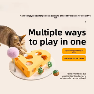 Jouet pour chat en tissu en forme de fromage avec clochette – Boîte à tirer le fromage pour l'auto-amusement et <span class=keywords><strong>la</strong></span> lutte contre l'<span class=keywords><strong>ennui</strong></span> – Pour les chatons de 0 à 24 mois - Product Image 3