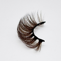 Vente en gros personnalisé 15mm brun 3D Faux vison pleine bande cils marque privée brun boîte de cils faux cils Cils marque privée