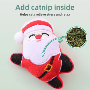 Serie navideña <span class=keywords><strong>Catnip</strong></span> juguetes pequeños de peluche lindo juguete para perros con forma de hueso bordado y función chirriante suministros para mascotas - Product Image 5
