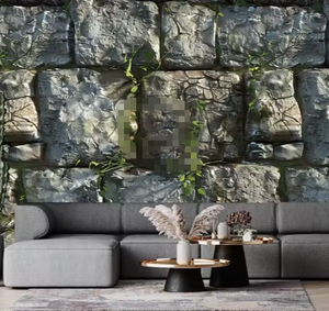 Pared de piedra antigua 3D musgo vegetación textura Fondo roca fondos de pantalla - Product Image 4